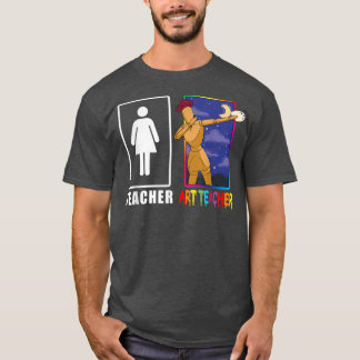 かわいいアート先生魔法のダビング木製絵画のA Tシャツ