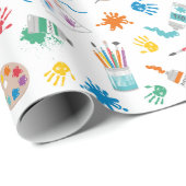 かわいいアート用品オンホワイト ラッピングペーパー (ロールコーナー)