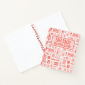 かわいいアート用品パターンコーラルレッドモノグラム ノートブック (内部)
