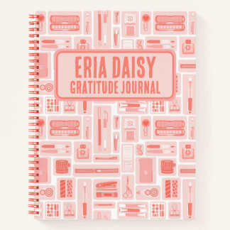 かわいいアート用品パターンコーラルレッドモノグラム ノートブック