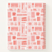 かわいいアート用品パターンコーラルレッドモノグラム ノートブック (裏面)