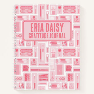 かわいいアート用品パターンピンクモノグラム ノートブック