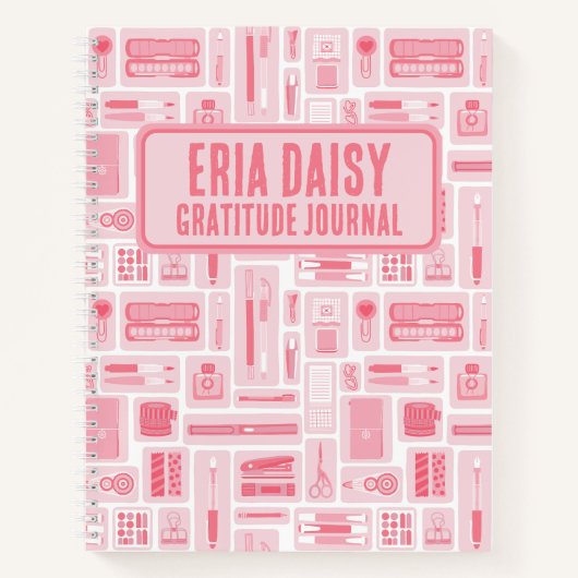 かわいいアート用品パターンピンクモノグラム ノートブック (正面)