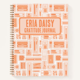 かわいいアート用品パターンピーチオレンジモノグラム ノートブック