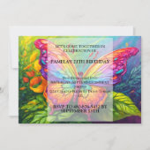 かわいいアート蝶スケッチ誕生会 招待状 (正面)