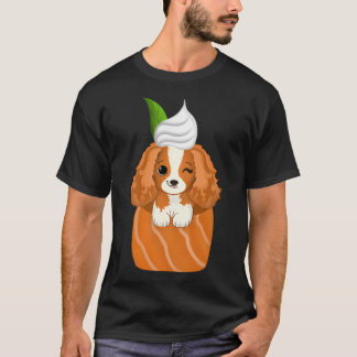 かわいいアート キャバリア・キング・チャールズ・スパニエル サーモンロール Tシャツ