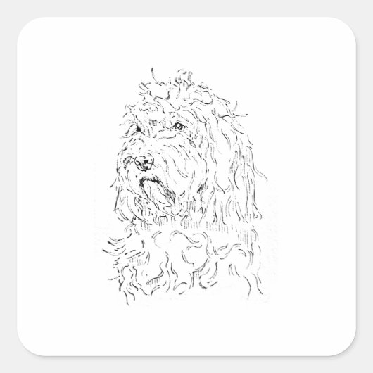かわいいアート コッカプーの犬のイラスト スクエアシール (正面)