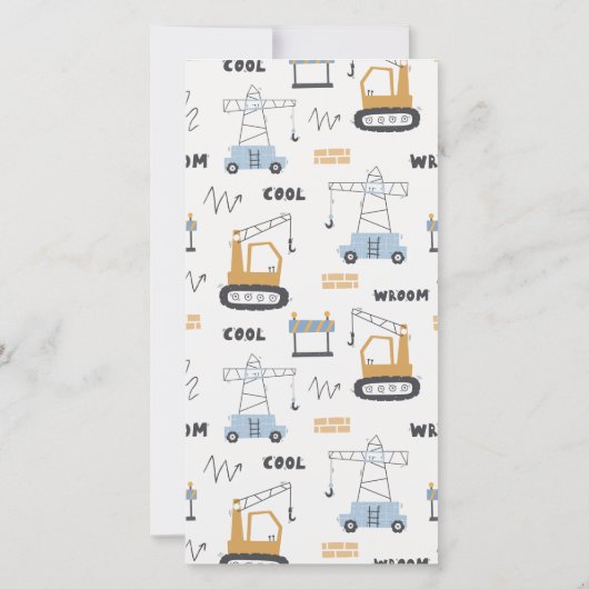 かわいいアーバン建築クレーンボーイズベビーシャワー サンキューカード (裏面)