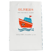 かわいいアーバン航海のキッズボート任意の年齢誕生日 ミディアムペーパーバッグ (正面)