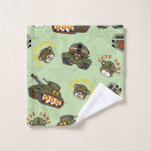 かわいいアーミーベアのパターン バスタオルセット (ウォッシュタオル)