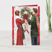 かわいいアールデコのレトロヴィンテージクリスマスホリデーカード カード (正面)