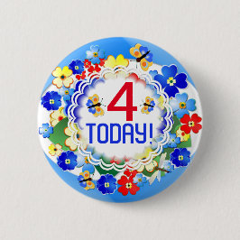 かわいいアールデコの花がカスタマイズ可能な年齢 缶バッジ