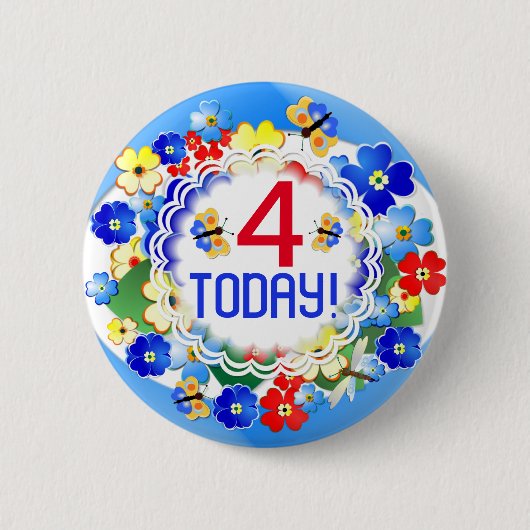 かわいいアールデコの花がカスタマイズ可能な年齢 缶バッジ (正面)