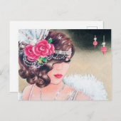 かわいいアールデコヴィンテージホリデークリスマスレディ シーズンポストカード (正面/裏面)