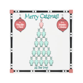 かわいいアールデコ猫クリスマスツリーパーソナライズされた メタルプリント