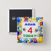 かわいいアールデコ花のカスタマイズ可能な年齢 缶バッジ (正面&裏面)