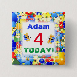 かわいいアールデコ花のカスタマイズ可能な年齢 缶バッジ