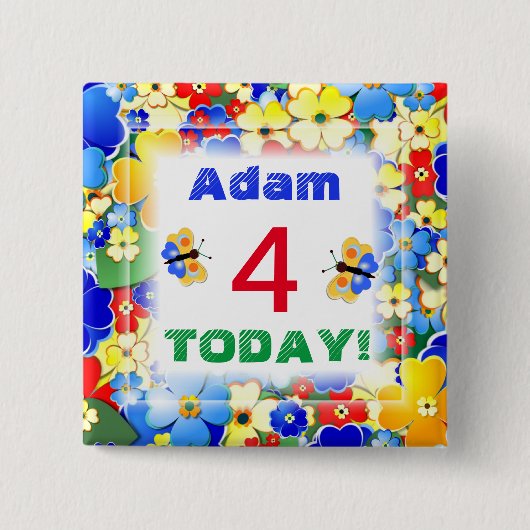 かわいいアールデコ花のカスタマイズ可能な年齢 缶バッジ (正面)