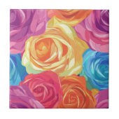 かわいいアールヌーボーバラセラミックタイル タイル (正面)