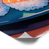 かわいいア食べニメ女の子ラーメンと寿司 ポスター (角)