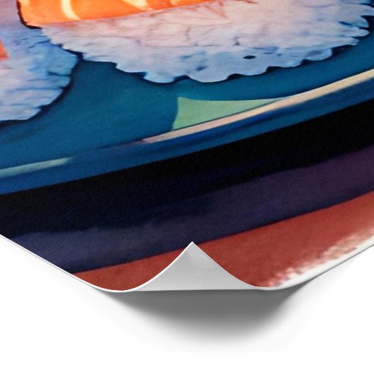 かわいいア食べニメ女の子ラーメンと寿司 ポスター (角)