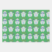 かわいいイェティレトロクリスマスパターンキッズ ラッピングペーパーシート (正面)