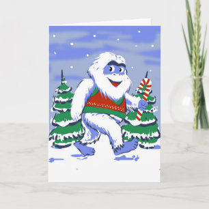 かわいいイエティのクリスマス 森 カード
