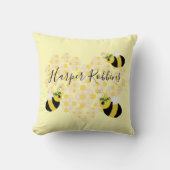 かわいいイエローのまわりにハニカムハートベビールーム クッション (正面)