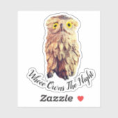 かわいいイエローアイドウォーターカラーフクロウカスタム文字 シール (シート)