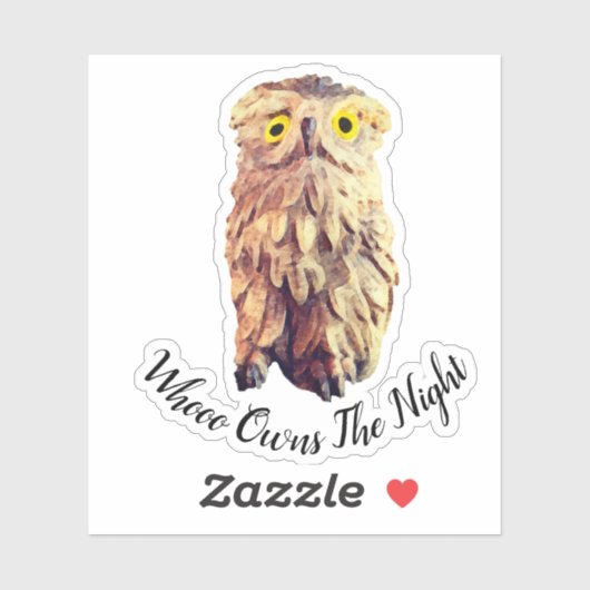 かわいいイエローアイドウォーターカラーフクロウカスタム文字 シール (シート)