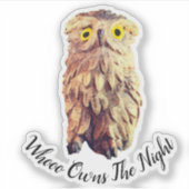 かわいいイエローアイドウォーターカラーフクロウカスタム文字 シール (正面)