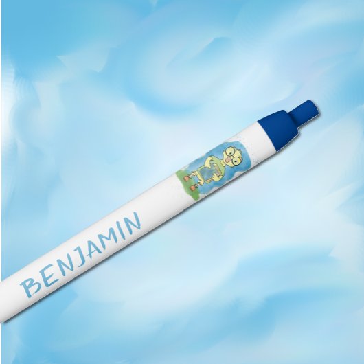 かわいいイエローアクリングキッドブルーペン 青ボールペン