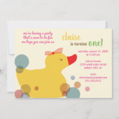 かわいいイエローアヒルの誕生日パーティーの招待状 招待状 (正面)