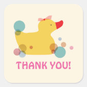 かわいいイエローアヒル誕生日パーティーありがとう スクエアシール (正面)