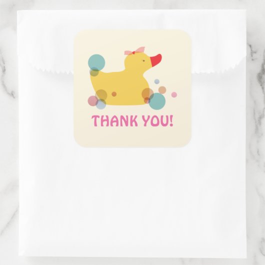 かわいいイエローアヒル誕生日パーティーありがとう スクエアシール (バッグ)