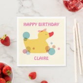 かわいいイエローアヒル誕生日パーティー スタンダードランチョンナプキン (インサイチュ)