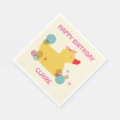 かわいいイエローアヒル誕生日パーティー スタンダードランチョンナプキン (角)