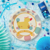 かわいいイエローアヒル誕生日パーティー ペーパープレート (パーティー)