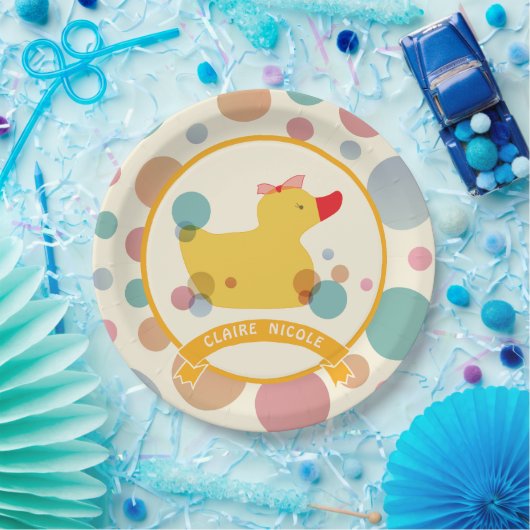 かわいいイエローアヒル誕生日パーティー ペーパープレート (パーティー)