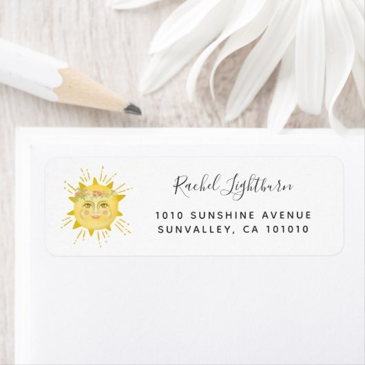 かわいいイエローウォーターカラーサンシャインベビーシャワー招待状 ラベル (インサイチュ)