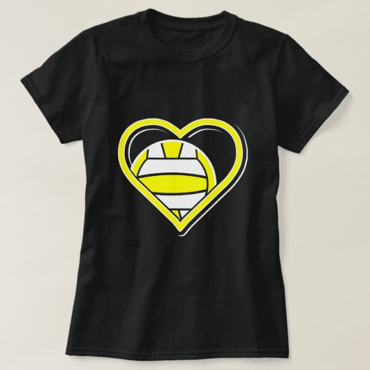 かわいいイエローウォーターポロハートシャツ – Water Polo in Tシャツ (デザイン正面)