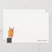 かわいいイエローオレンジ一眼モンスター子供の誕生日 ノートカード (正面/裏面)