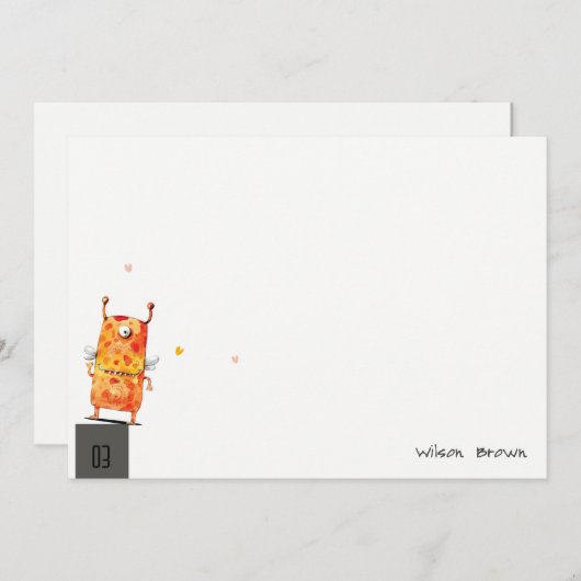 かわいいイエローオレンジ一眼モンスター子供の誕生日 ノートカード (正面/裏面)