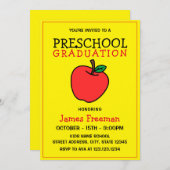 かわいいイエローキッド幼稚園卒業招待状 招待状 (正面/裏面)