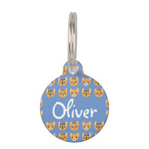 かわいいイエローキャットヘッドパターンカスタマイズ可能な名前ペット