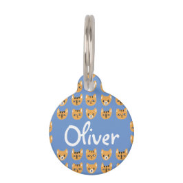 かわいいイエローキャットヘッドパターンカスタマイズ可能な名前ペット ペット　ネームタグ