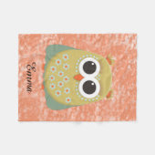 かわいいイエローグリーンオレンジフクロウパーソナライズされた フリースブランケット (正面(横))