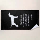 かわいいイエローグリーンディーンコンツ引用文ドッグケースメイト ビーチタオル (正面)