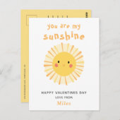 かわいいイエローサンシャインイラストレーションバレンタインデー ポストカード (正面/裏面)
