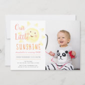 かわいいイエローサンシャインガール1stフォトバースデーパーティー 招待状 (正面)